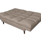 Sofá Cama Andorra Linho Bege 3 Posições Pés Madeira Império