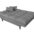 Sofá Cama Andorra Linho Grafite 3 Posições Pés Madeira Império
