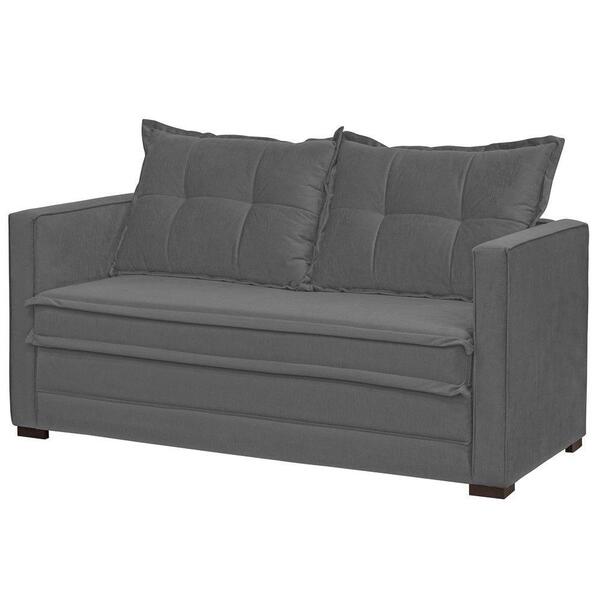 Sofá Cama Articulável 2 Lugares Londres Suede Cinza Escuro