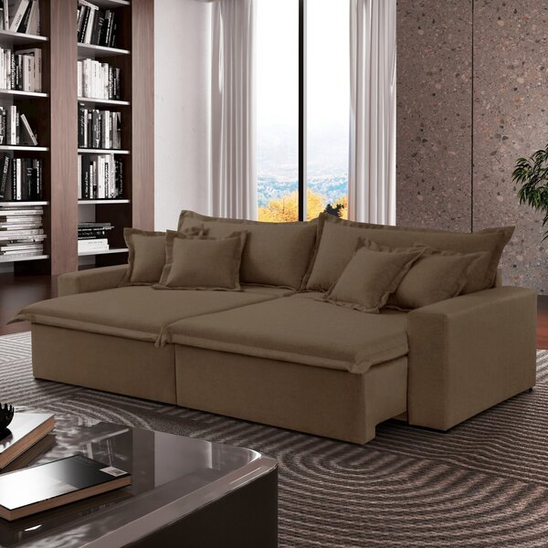 Sofá Cama Áustria 3 Lugares Retrátil Reclinável 210cm Veludo