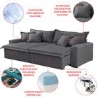 Sofá Cama Áustria 3 Lugares Retrátil Reclinável 230cm Veludo