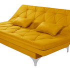 Sofá Cama Áustria Reclinável Tecido Suede Amarelo