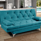 Sofá Cama Áustria Reclinável Tecido Suede Azul-turquesa