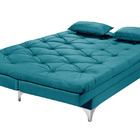 Sofá Cama Áustria Reclinável Tecido Suede Azul-turquesa
