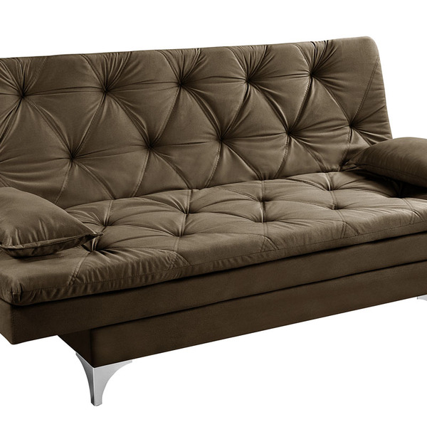 Sofá Cama Áustria Reclinável Tecido Suede Cappuccino