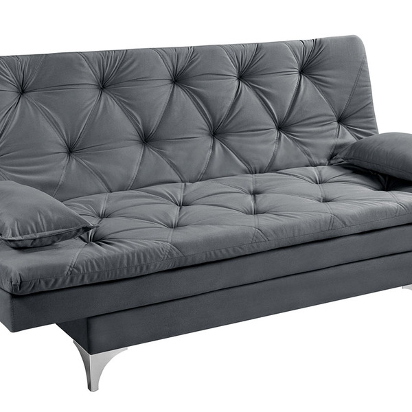 Sofá Cama Áustria Reclinável Tecido Suede Cinza