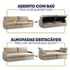 Sofá Cama Baú Ravello Sem Caixa 2,26m Linho Bege 3 Lugares