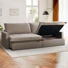 Sofá Cama Baú Ravello Sem Caixa 2,26m Linho Marrom 3 Lugares