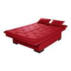 Sofá Cama Baú Reclinável Em Suede Vermelho