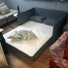 Sofa Cama Bed Com 2 Lugares Assento Linho Cinza Base Madeira