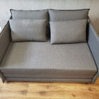 Sofa Cama Bed Com 2 Lugares Assento Linho Cinza Base Madeira