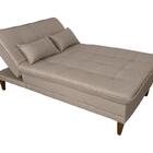 Sofá Cama Berlim Linho Bege Plus Luxo Base Madeira Império Co