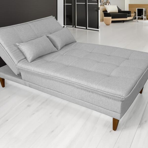 Sofá Cama Berlim Linho Gelo Plus Luxo Base Madeira Império Co