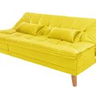 Sofá Cama Berlim Pés De Madeira Suede Amarelo