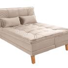 Sofá Cama Berlim Pés De Madeira Suede Areia