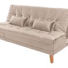 Sofá Cama Berlim Pés De Madeira Suede Areia