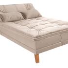 Sofá Cama Berlim Pés De Madeira Suede Areia