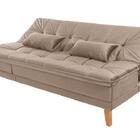 Sofá Cama Berlim Pés De Madeira Suede Chocolate