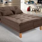 Sofá Cama Berlim Pés De Madeira Suede Marrom