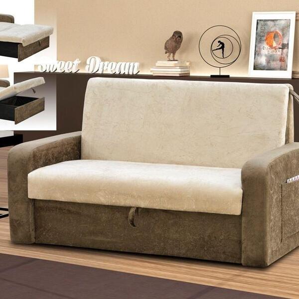 Sofá Cama C/ Baú Daiane - Marrom / Bege