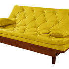 Sofá Cama Caribe 3 Lugares Com 2 Banqueta Tecido Suede Amarelo