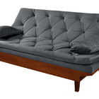 Sofá Cama Caribe 3 Lugares Com 2 Banqueta Tecido Suede Cinza