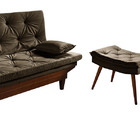 Sofá Cama Caribe 3 Lugares Com 2 Banqueta Tecido Suede Marrom