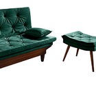 Sofá Cama Caribe 3 Lugares Com 2 Banqueta Tecido Suede Verde