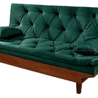 Sofá Cama Caribe 3 Lugares Com 2 Banqueta Tecido Suede Verde