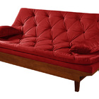 Sofá Cama Caribe 3 Lugares Com 2 Banqueta Tecido Suede Vermel