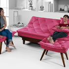 Sofá Cama Caribe 3 Lugares Com 2 Banquetas Revestimento Couri