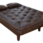 Sofá Cama Caribe 3 Lugares Com 2 Banquetas Revestimento Couri