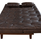 Sofá Cama Caribe 3 Lugares Com 2 Banquetas Revestimento Couri