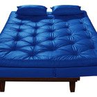 Sofá Cama Caribe 3 Lugares Com 2 Banquetas Revestimento Couri