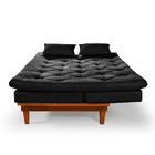 Sofa Cama Caribe 3 Lugares Reclinavel Base Em Madeira Tecido