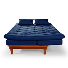 Sofa Cama Caribe 3 Lugares Reclinavel Base Em Madeira Tecido