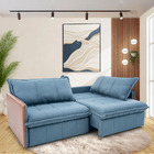 Sofá Cama Casal 2 Lugares 2 30m Domani Linho Azul - Loja Sheep