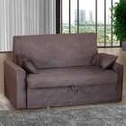 Sofá-cama Casal 2 Lugares Cristal Com Baú Suede Marrom