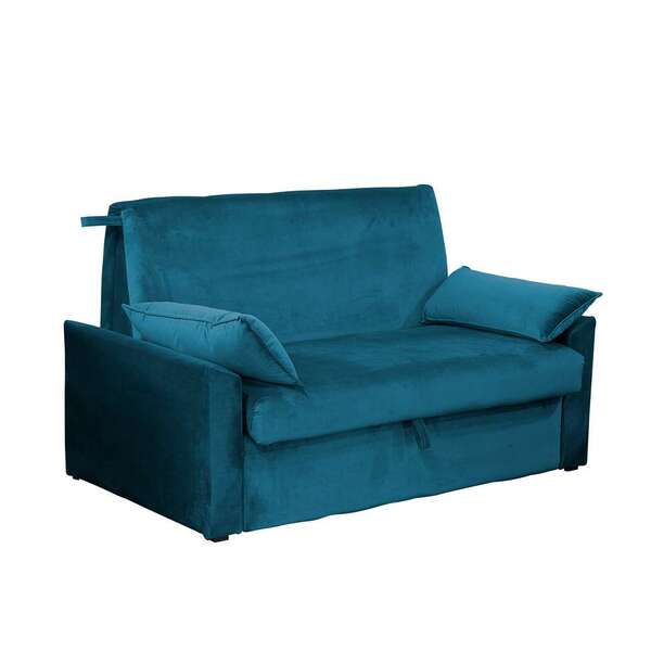 Sofá-cama Casal 2 Lugares Cristal Veludo Com Baú E Almofadas