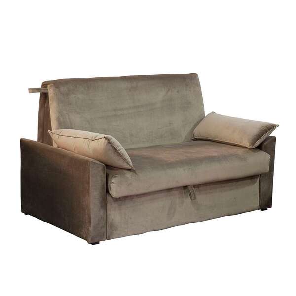 Sofá-cama Casal 2 Lugares Cristal Veludo Com Baú E Almofadas