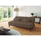 Sofá-cama Casal 3 Lugares Amanda Suede Com Almofadas Castanho