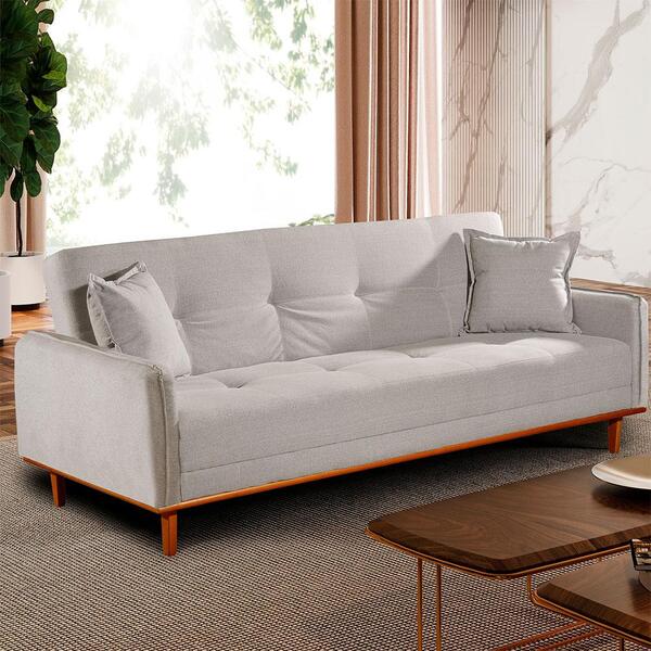 Sofá-cama Casal 3 Lugares Dacar Linho Cinza 186 Cm