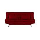 Sofá-cama Casal 3 Lugares Estilo Suede Vermelho