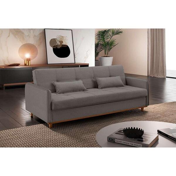 Sofá-cama Casal 3 Lugares Ipanema Com Baú Linho Cinza