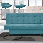 Sofá Cama Casal 3 Lugares Laila - Azul Pena