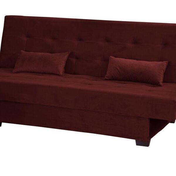 Sofá Cama Casal 3 Lugares Laila - Veludo Vinho