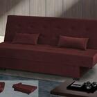 Sofá Cama Casal 3 Lugares Laila - Veludo Vinho