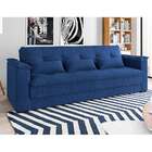 Sofá-cama Casal 3 Lugares Laís Suede Azul