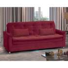 Sofá-cama Casal 3 Lugares Nanda Veludo Vinho