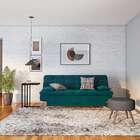 Sofá-cama Casal 3 Lugares Raridade Suede Azul Turquesa